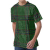 Green And Blue Stewart Tartan Print Men's Velvet T-Shirt