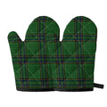 Green And Blue Stewart Tartan Print Oven Mitts