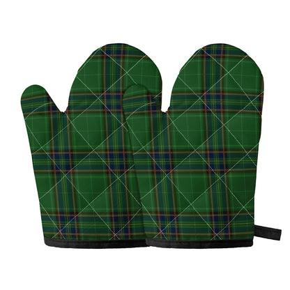 Green And Blue Stewart Tartan Print Oven Mitts