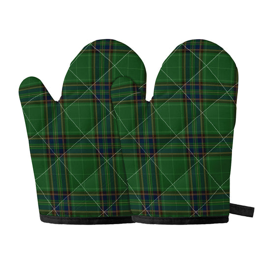 Green And Blue Stewart Tartan Print Oven Mitts
