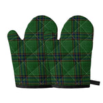 Green And Blue Stewart Tartan Print Oven Mitts