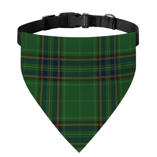 Green And Blue Stewart Tartan Print Over The Collar Dog Bandana