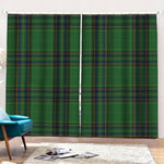 Green And Blue Stewart Tartan Print Pencil Pleat Curtains