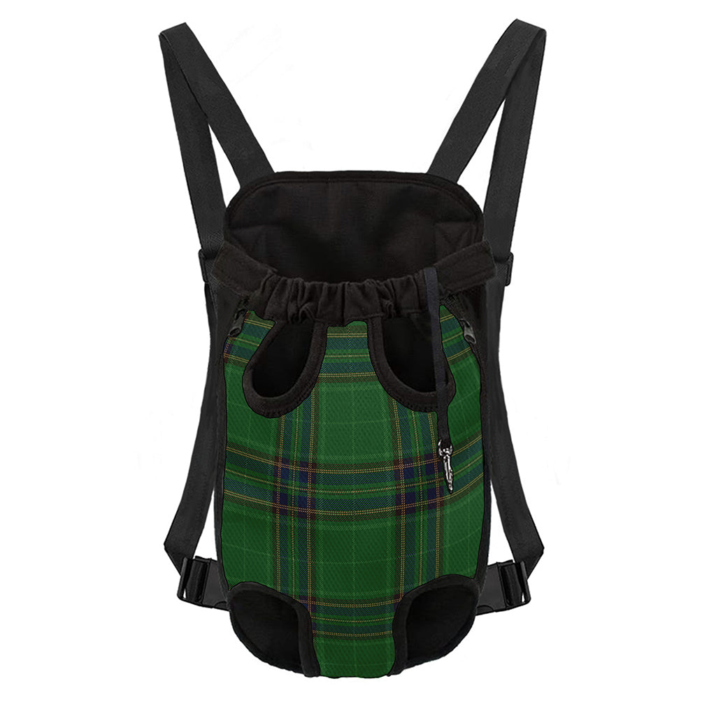 Green And Blue Stewart Tartan Print Pet Carrier Backpack