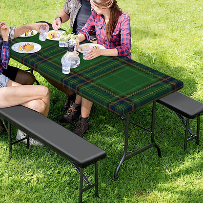 Green And Blue Stewart Tartan Print Picnic Table Cover