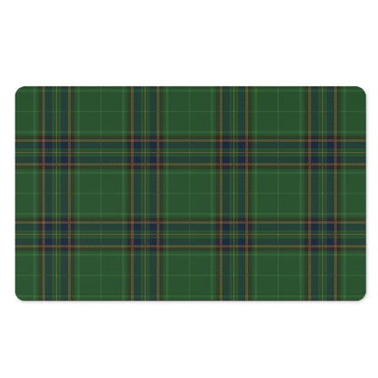 Green And Blue Stewart Tartan Print Polyester Doormat