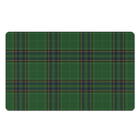 Green And Blue Stewart Tartan Print Polyester Doormat