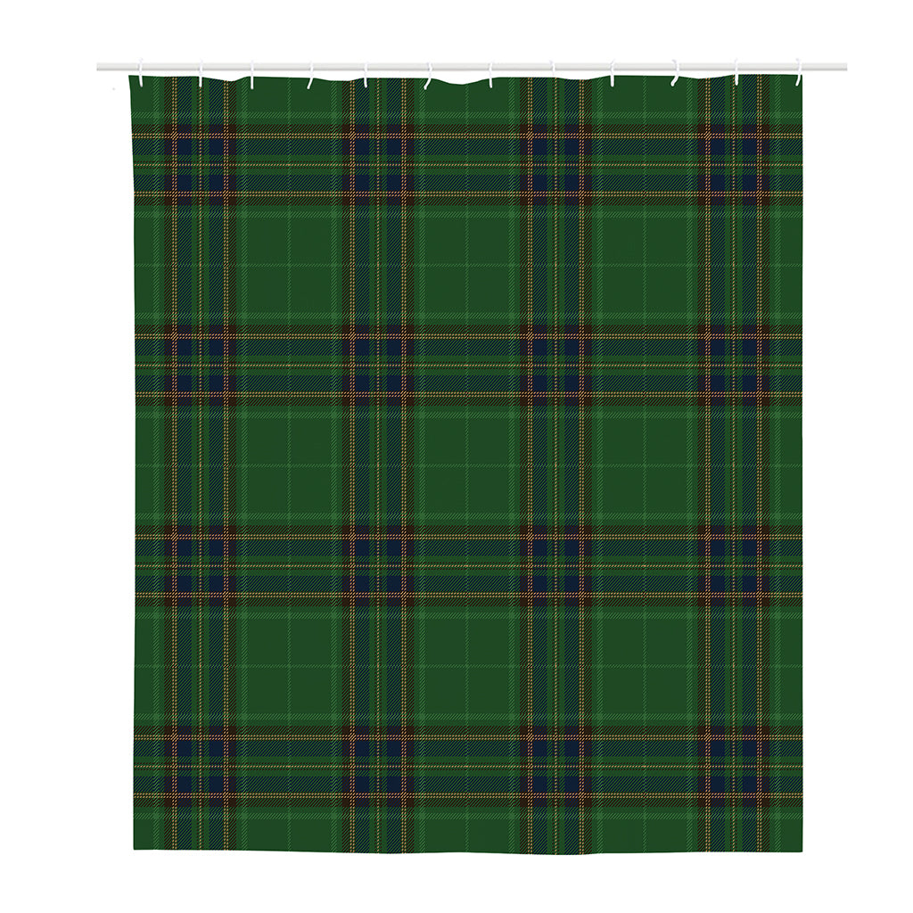 Green And Blue Stewart Tartan Print Polyester Shower Curtain