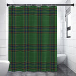 Green And Blue Stewart Tartan Print Premium Shower Curtain