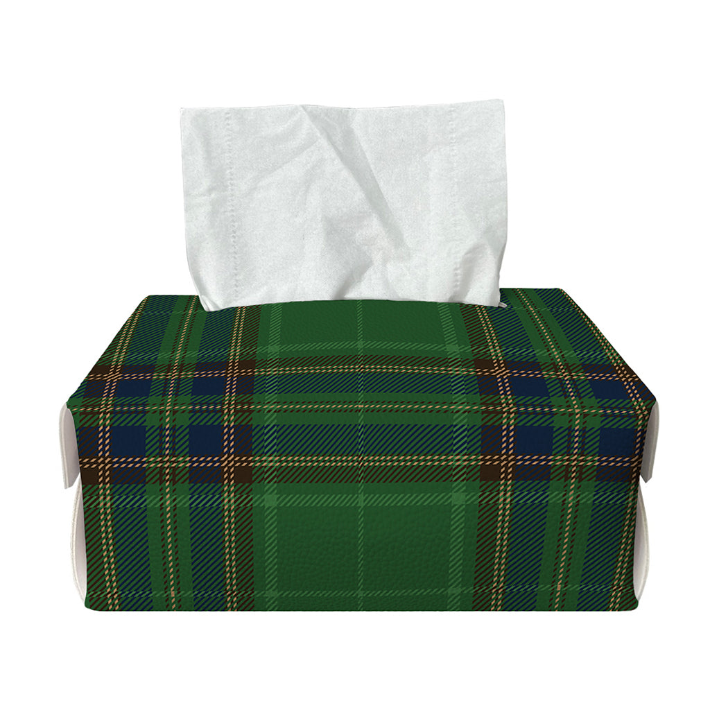 Green And Blue Stewart Tartan Print Rectangle Tissue Box Cover