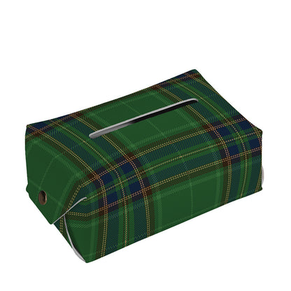 Green And Blue Stewart Tartan Print Rectangle Tissue Box Cover