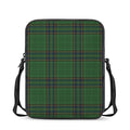 Green And Blue Stewart Tartan Print Rectangular Crossbody Bag