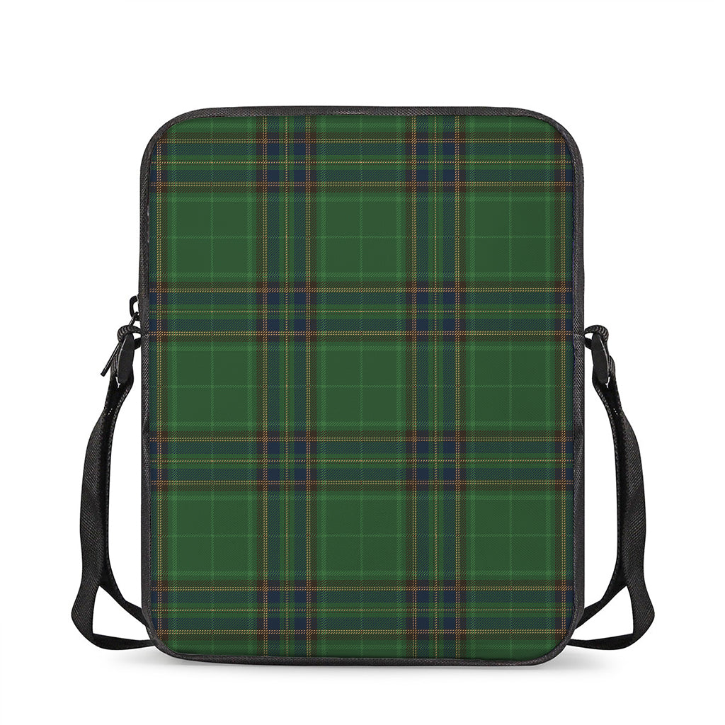 Green And Blue Stewart Tartan Print Rectangular Crossbody Bag