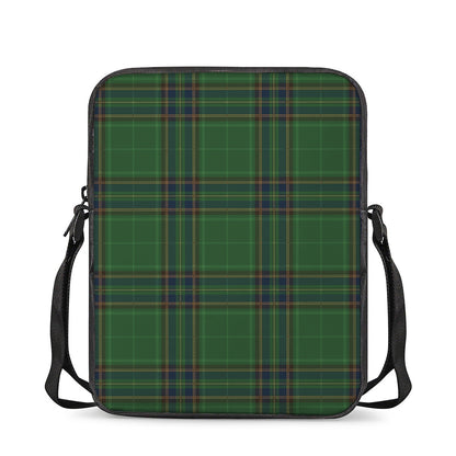 Green And Blue Stewart Tartan Print Rectangular Crossbody Bag