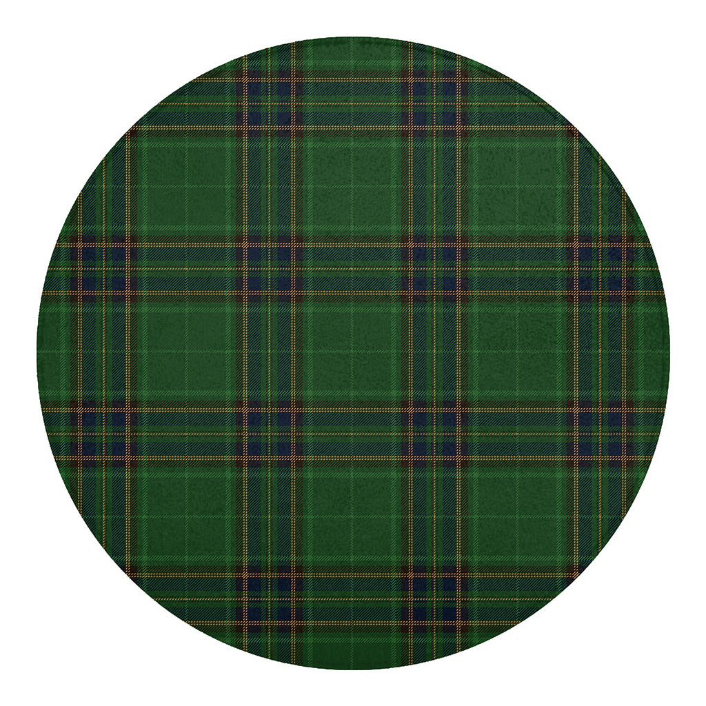 Green And Blue Stewart Tartan Print Round Blanket