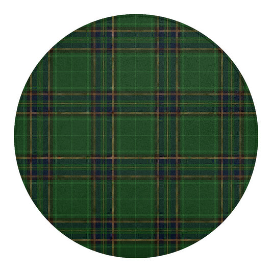 Green And Blue Stewart Tartan Print Round Blanket