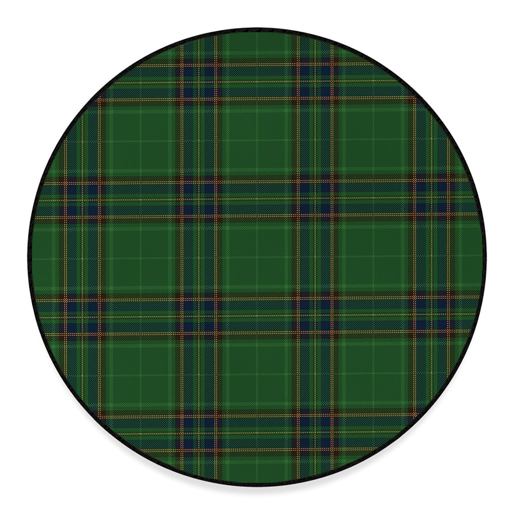 Green And Blue Stewart Tartan Print Round Floor Mat