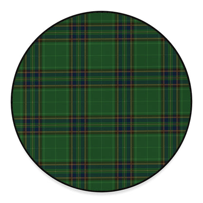 Green And Blue Stewart Tartan Print Round Floor Mat
