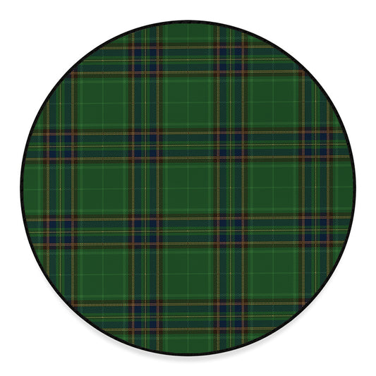 Green And Blue Stewart Tartan Print Round Floor Mat