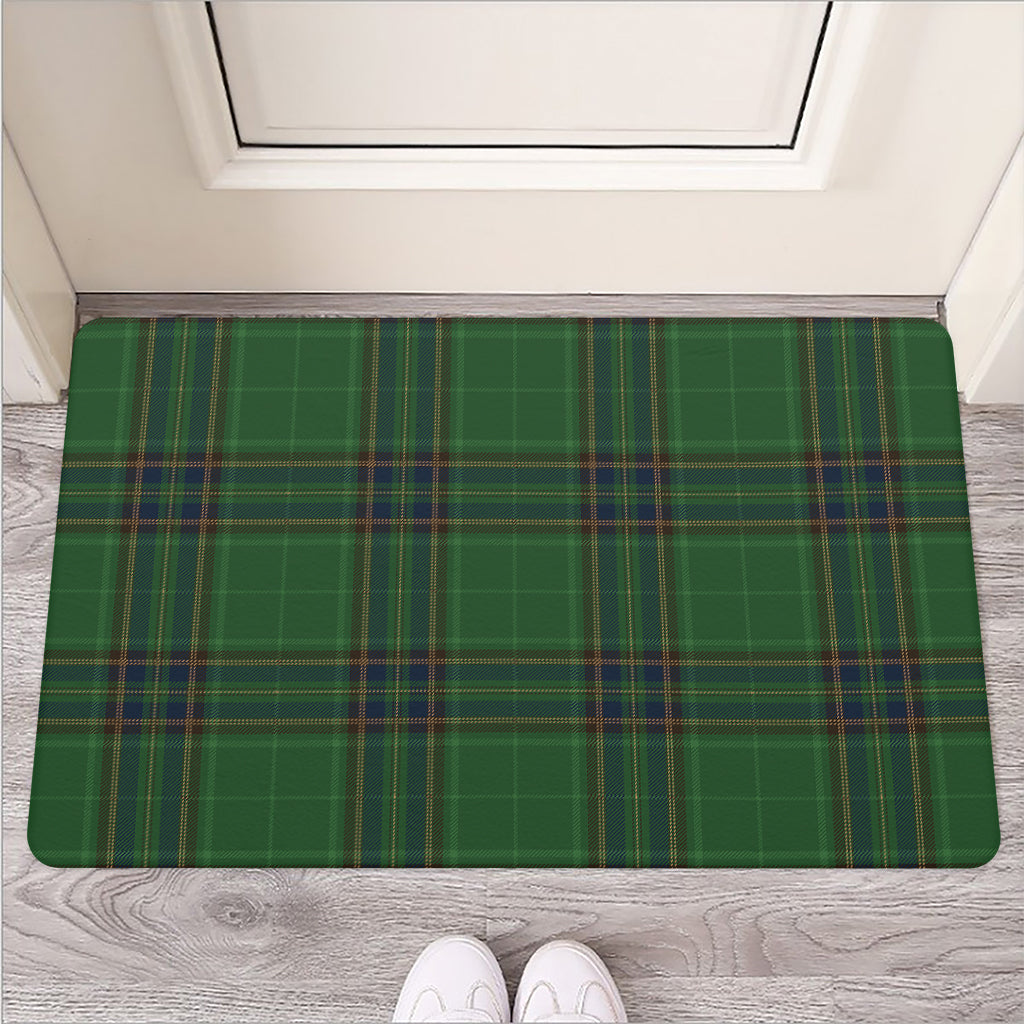 Green And Blue Stewart Tartan Print Rubber Doormat
