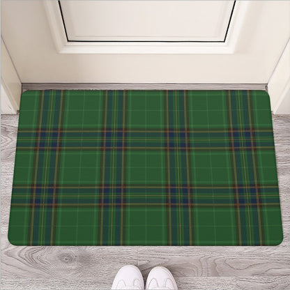 Green And Blue Stewart Tartan Print Rubber Doormat