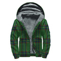 Green And Blue Stewart Tartan Print Sherpa Lined Zip Up Hoodie