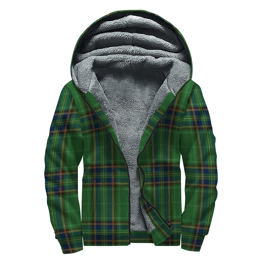 Green And Blue Stewart Tartan Print Sherpa Lined Zip Up Hoodie