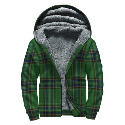 Green And Blue Stewart Tartan Print Sherpa Lined Zip Up Hoodie