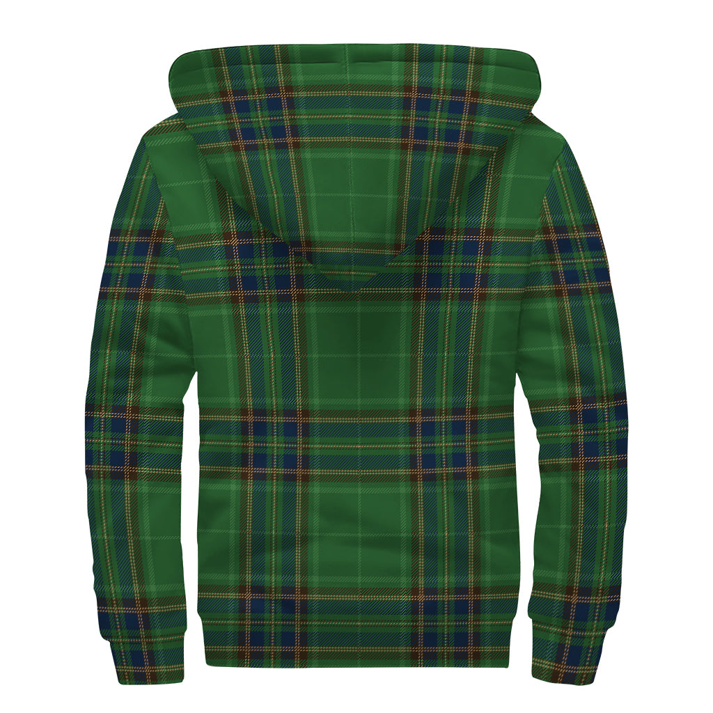 Green And Blue Stewart Tartan Print Sherpa Lined Zip Up Hoodie