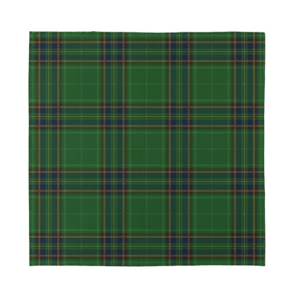 Green And Blue Stewart Tartan Print Silk Bandana