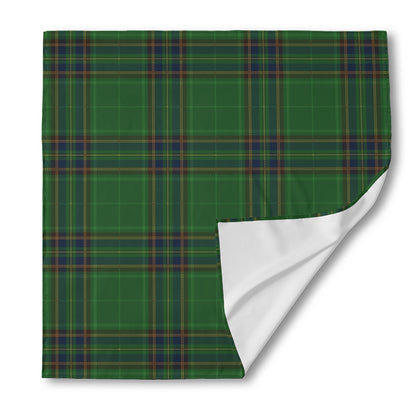 Green And Blue Stewart Tartan Print Silk Bandana