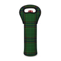 Green And Blue Stewart Tartan Print Single Neoprene Wine Tote