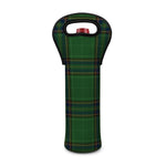 Green And Blue Stewart Tartan Print Single Neoprene Wine Tote