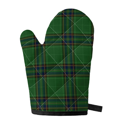 Green And Blue Stewart Tartan Print Single Oven Mitt
