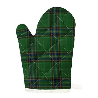 Green And Blue Stewart Tartan Print Single Oven Mitt