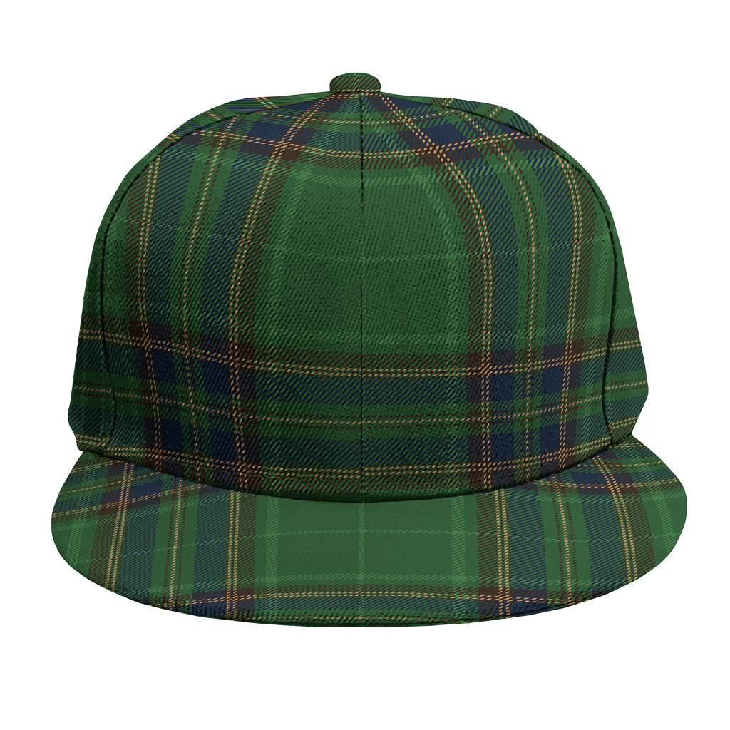 Green And Blue Stewart Tartan Print Snapback Cap