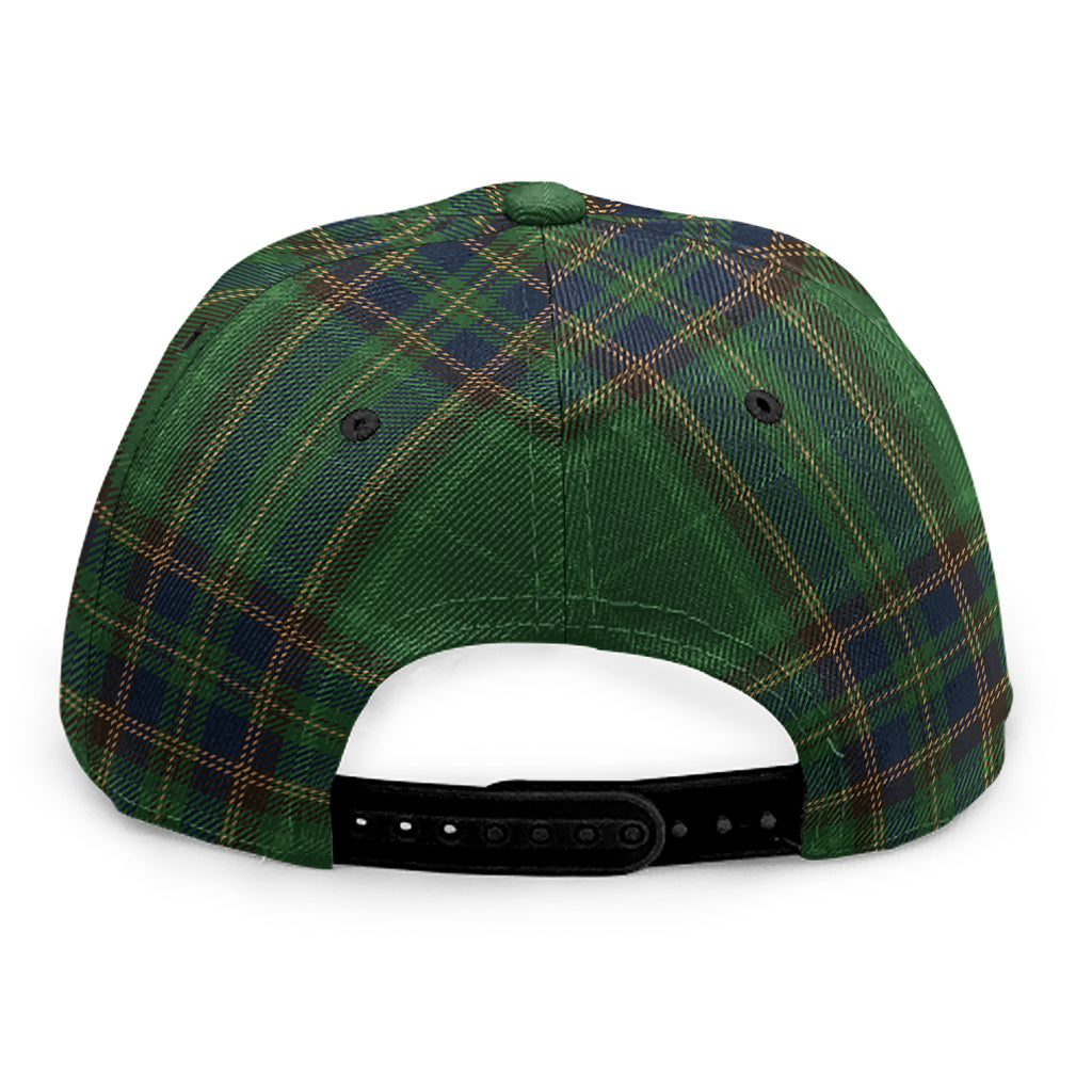 Green And Blue Stewart Tartan Print Snapback Cap