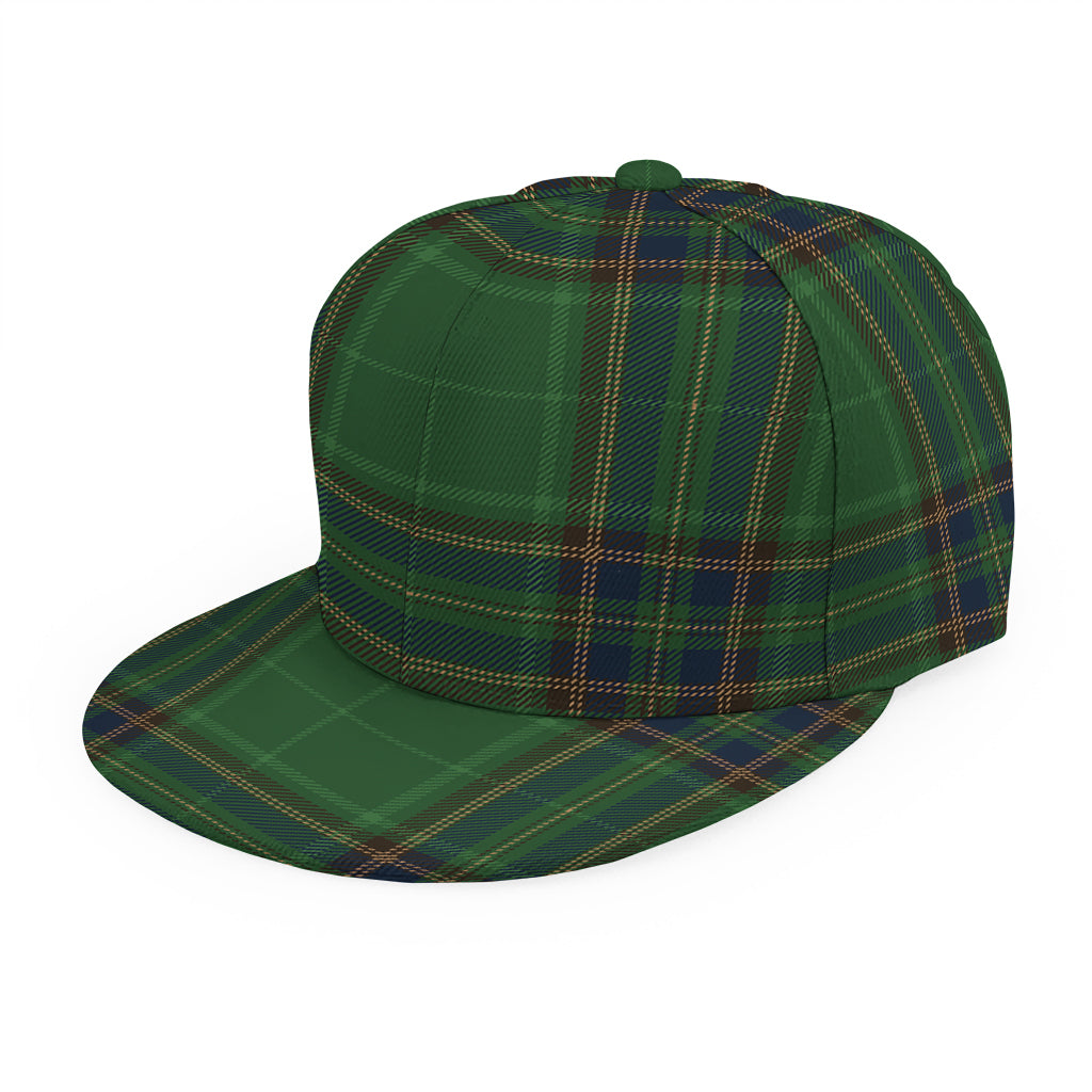 Green And Blue Stewart Tartan Print Snapback Cap