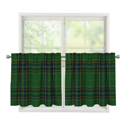 Green And Blue Stewart Tartan Print Tier Curtains