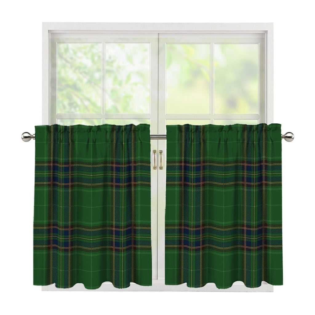 Green And Blue Stewart Tartan Print Tier Curtains