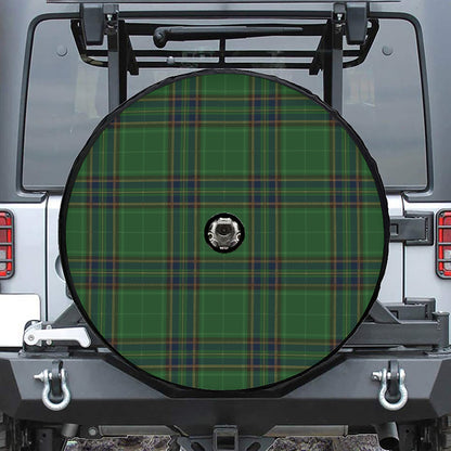 Green And Blue Stewart Tartan Print Tire Cover With Camera Hole
