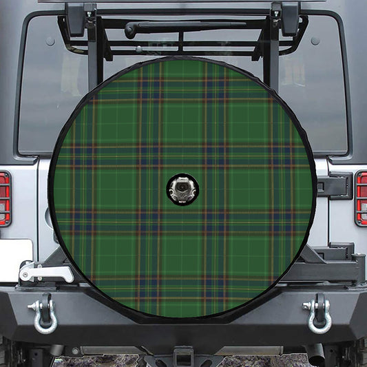 Green And Blue Stewart Tartan Print Tire Cover With Camera Hole