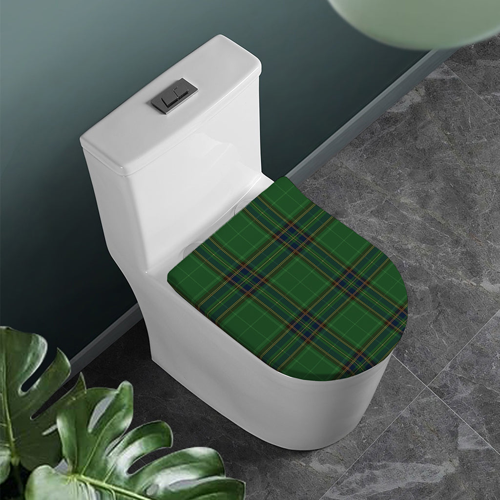 Green And Blue Stewart Tartan Print Toilet Lid Cover