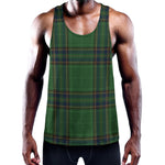 Green And Blue Stewart Tartan Print Training Tank Top
