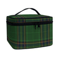 Green And Blue Stewart Tartan Print Travel Makeup Bag