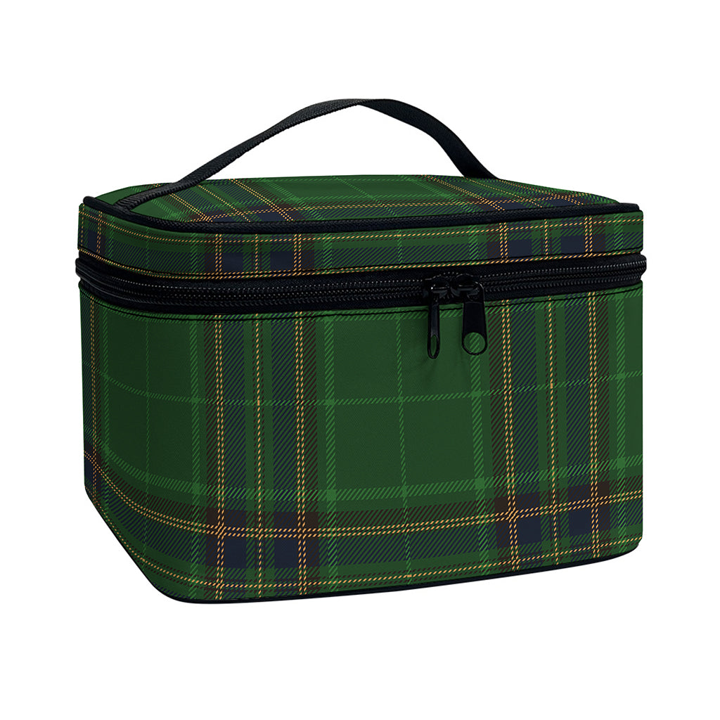 Green And Blue Stewart Tartan Print Travel Makeup Bag