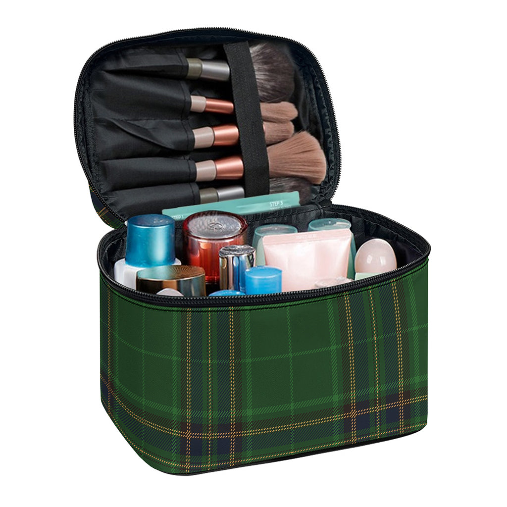 Green And Blue Stewart Tartan Print Travel Makeup Bag