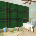 Green And Blue Stewart Tartan Print Wall Sticker