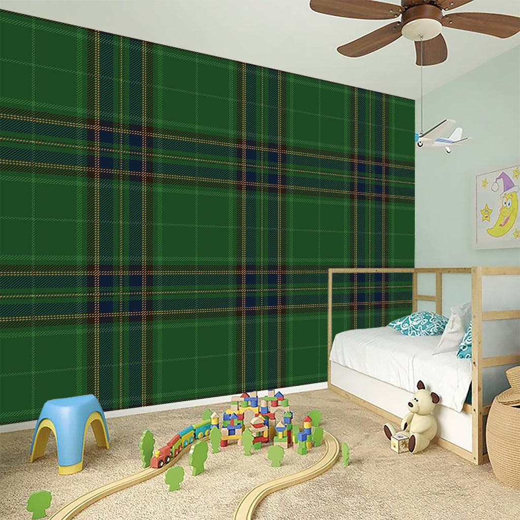 Green And Blue Stewart Tartan Print Wall Sticker