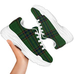 Green And Blue Stewart Tartan Print White Chunky Shoes